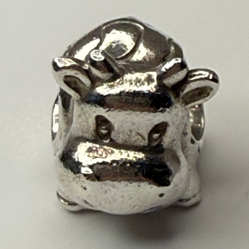 Pandora Sterling Silver Cow Charm – Cute Farm Animal, Threaded Core